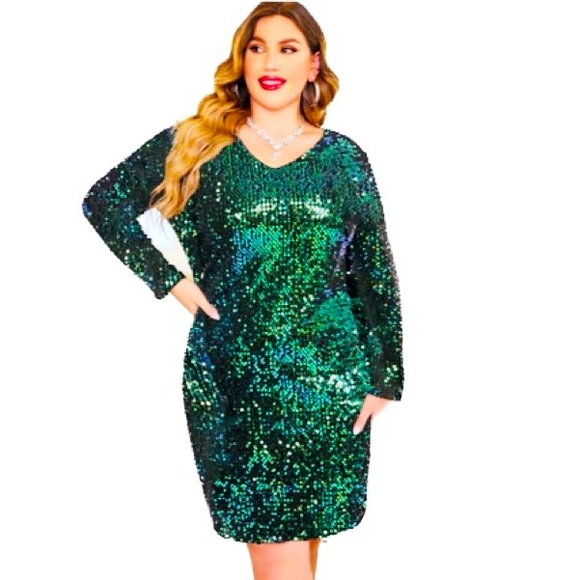 IN VOLAND Sequin Vintage Style Cocktail Party Dress Plus Size 16W - Picture 5 of 12